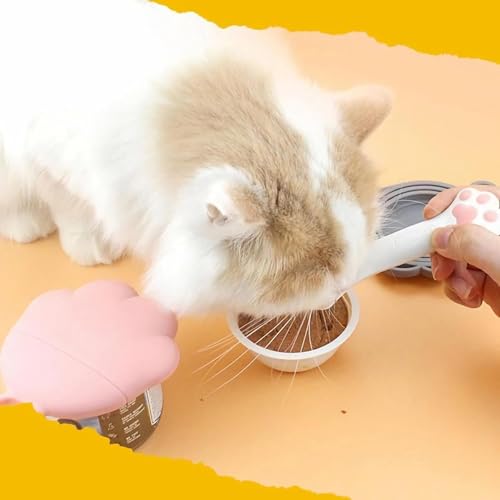 Cat Food Spoon, Pet Food Can Spoon & Scoop, Cat Dog Food Spatula for Wet Food, Pet Can Opener with Mini Spatula for Dogs Cats Feeding Can, White, Set of 2|B0DB274YRX