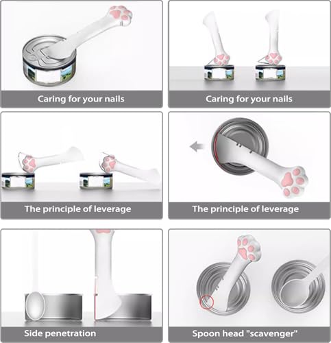 Cat Food Spoon, Pet Food Can Spoon & Scoop, Cat Dog Food Spatula for Wet Food, Pet Can Opener with Mini Spatula for Dogs Cats Feeding Can, White, Set of 2|B0DB274YRX