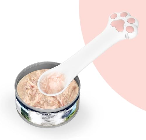 Cat Food Spoon, Pet Food Can Spoon & Scoop, Cat Dog Food Spatula for Wet Food, Pet Can Opener with Mini Spatula for Dogs Cats Feeding Can, White, Set of 2|B0DB274YRX