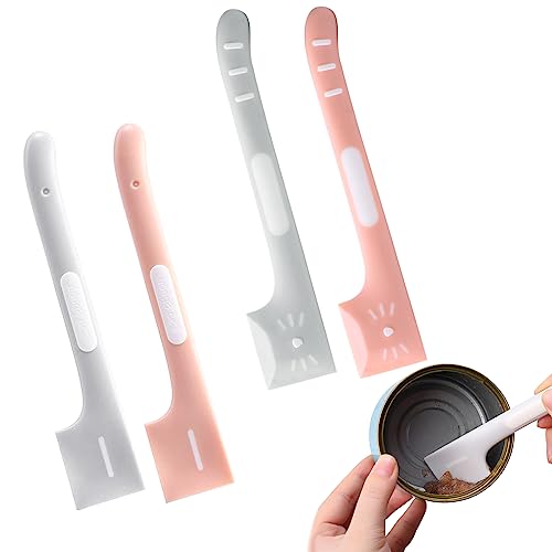 4 PACK Pet Food Can Supplies Mixing Spoons Canned Scoop for Cat Dog Feeding and Wet Storage (Pink + Gray)|B0BTSXFNZH