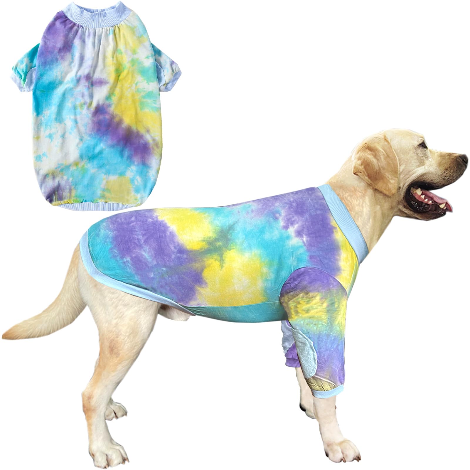 Dog Cotton Colorful Pink Orange T-Shirts Soft and Stretchy Dog Shirt Pajamas Pets Clothes for Large Dogs(XL PinkOrange)