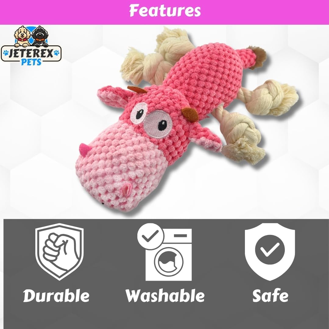 Large Dog Toy - Pink Cow Squeaky Dog Toys for Large Dogs