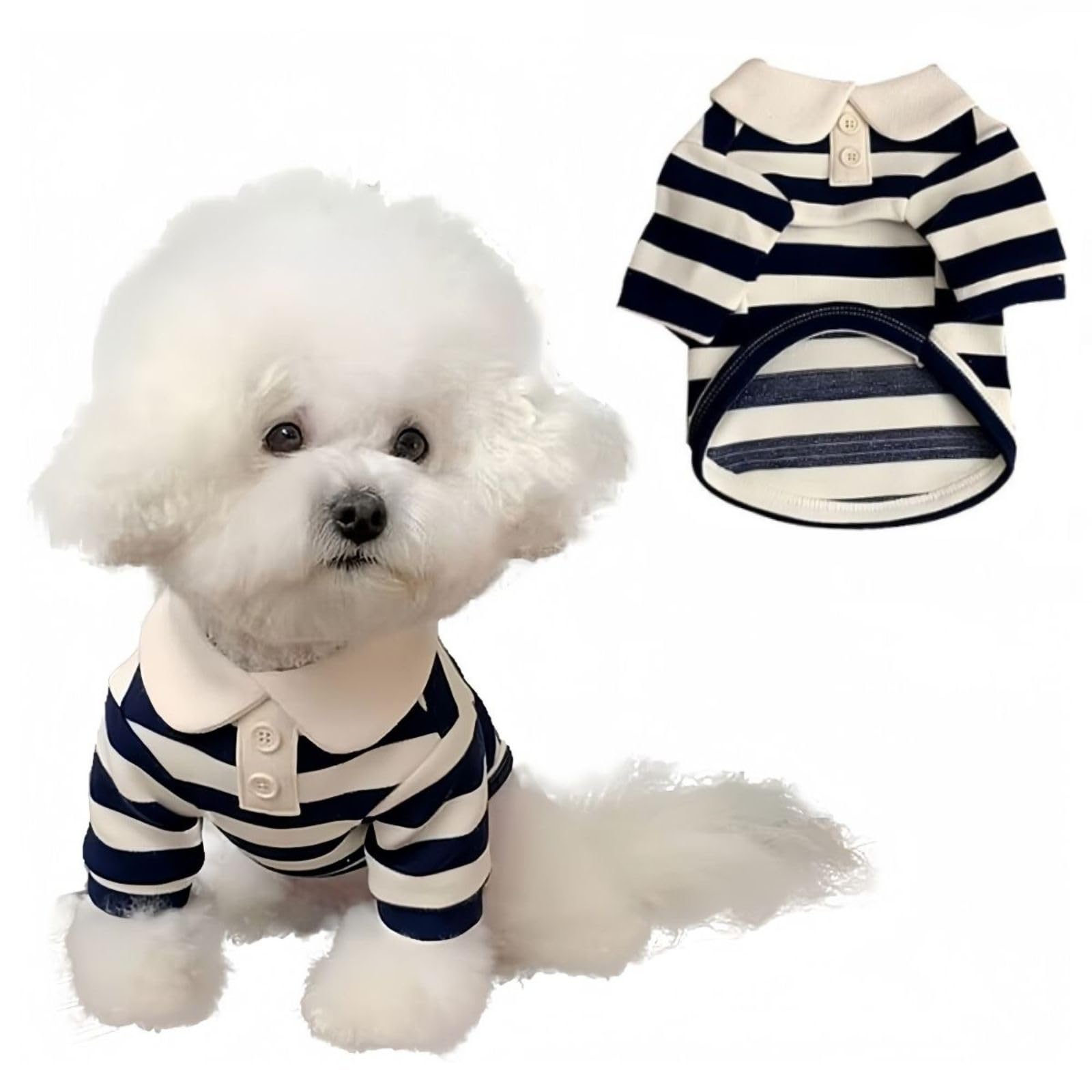 MANON ROSA Cute Dog Clothes Boy Dog Polo Shirt for Small Medium Dogs - Summer Male Puppy T Shirts for Yorkie Poodle Shih Tzu Dachshund Kittens, Striped Collared Pet Doggie Designer Outfits Red S