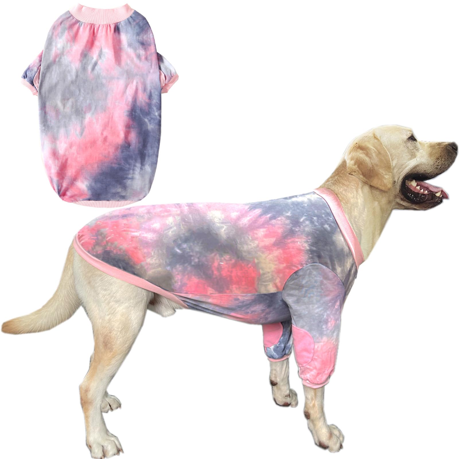 Dog Cotton Colorful Pink Orange T-Shirts Soft and Stretchy Dog Shirt Pajamas Pets Clothes for Large Dogs(XL PinkOrange)