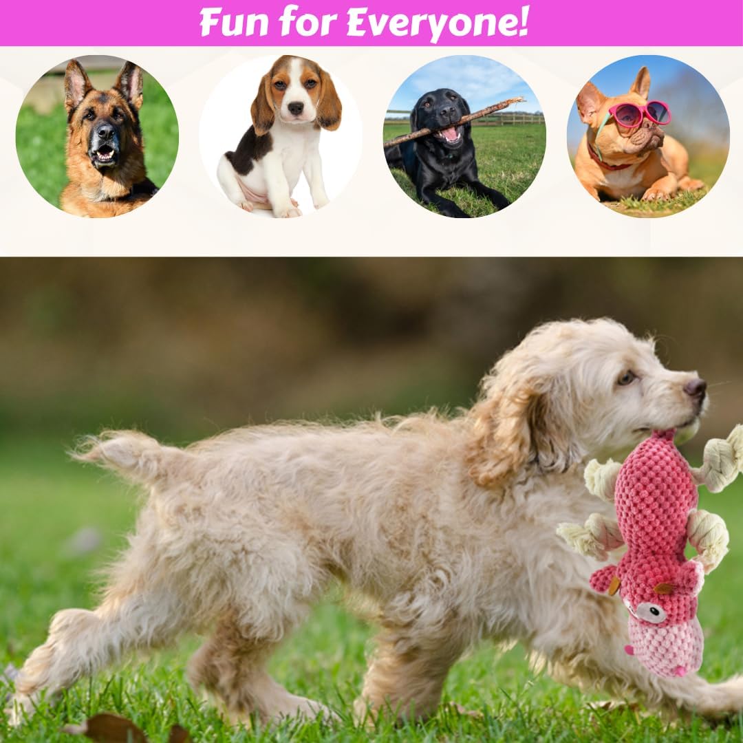 Large Dog Toy - Pink Cow Squeaky Dog Toys for Large Dogs