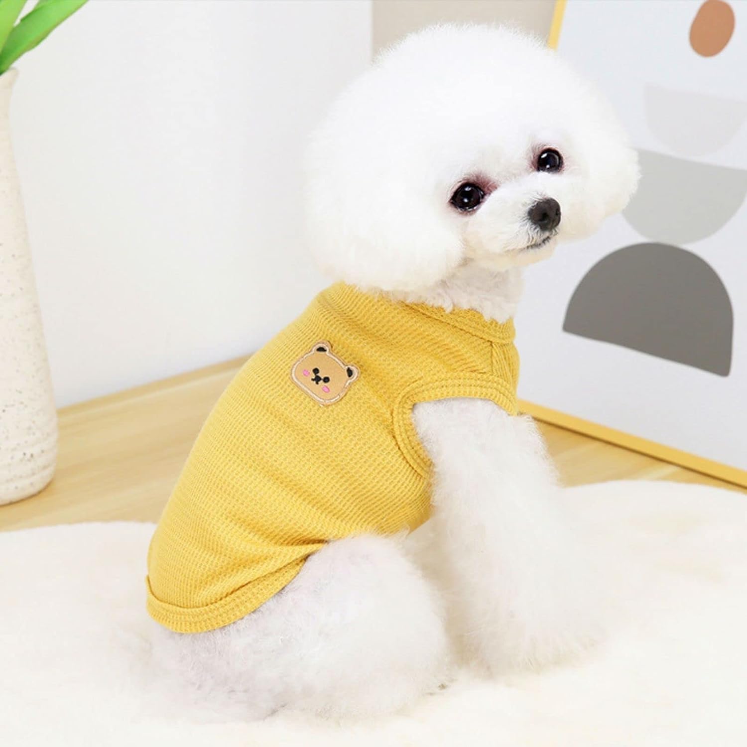 Cotton Dog Shirt Summer Lightweight Pet T-Shirts Soft Breathable Stretchy Cats Dogs Tee Shirt Sleeveless Vest Dog Apparel for Medium Small Dog Clothes 3PCS Yellow&Green&Pink