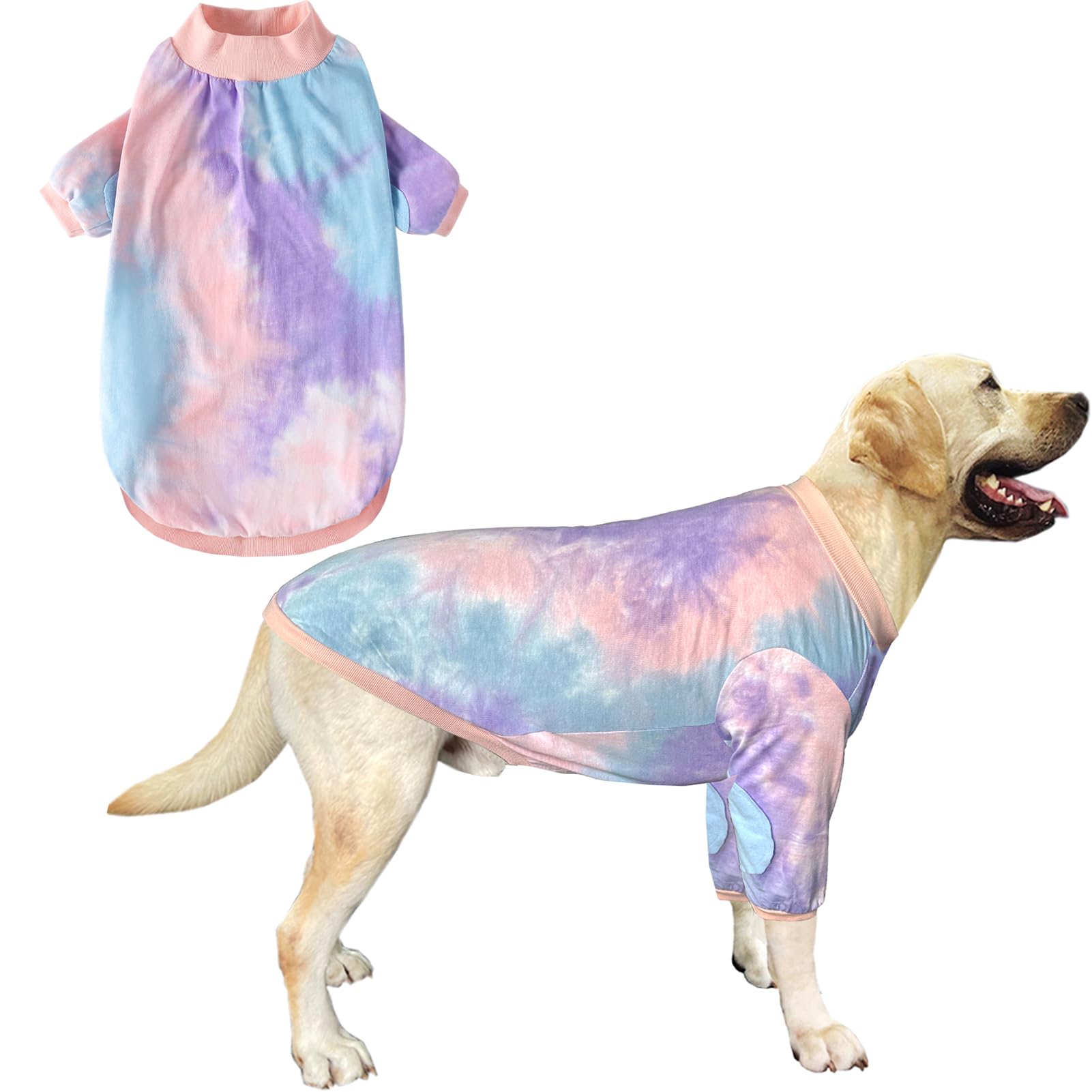 Dog Cotton Colorful Pink Orange T-Shirts Soft and Stretchy Dog Shirt Pajamas Pets Clothes for Large Dogs(XL PinkOrange)