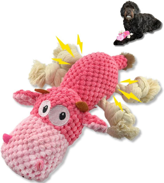 Large Dog Toy - Pink Cow Squeaky Dog Toys for Large Dogs