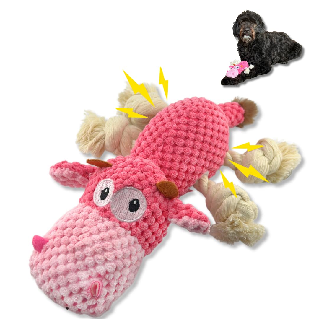 Large Dog Toy - Pink Cow Squeaky Dog Toys for Large Dogs