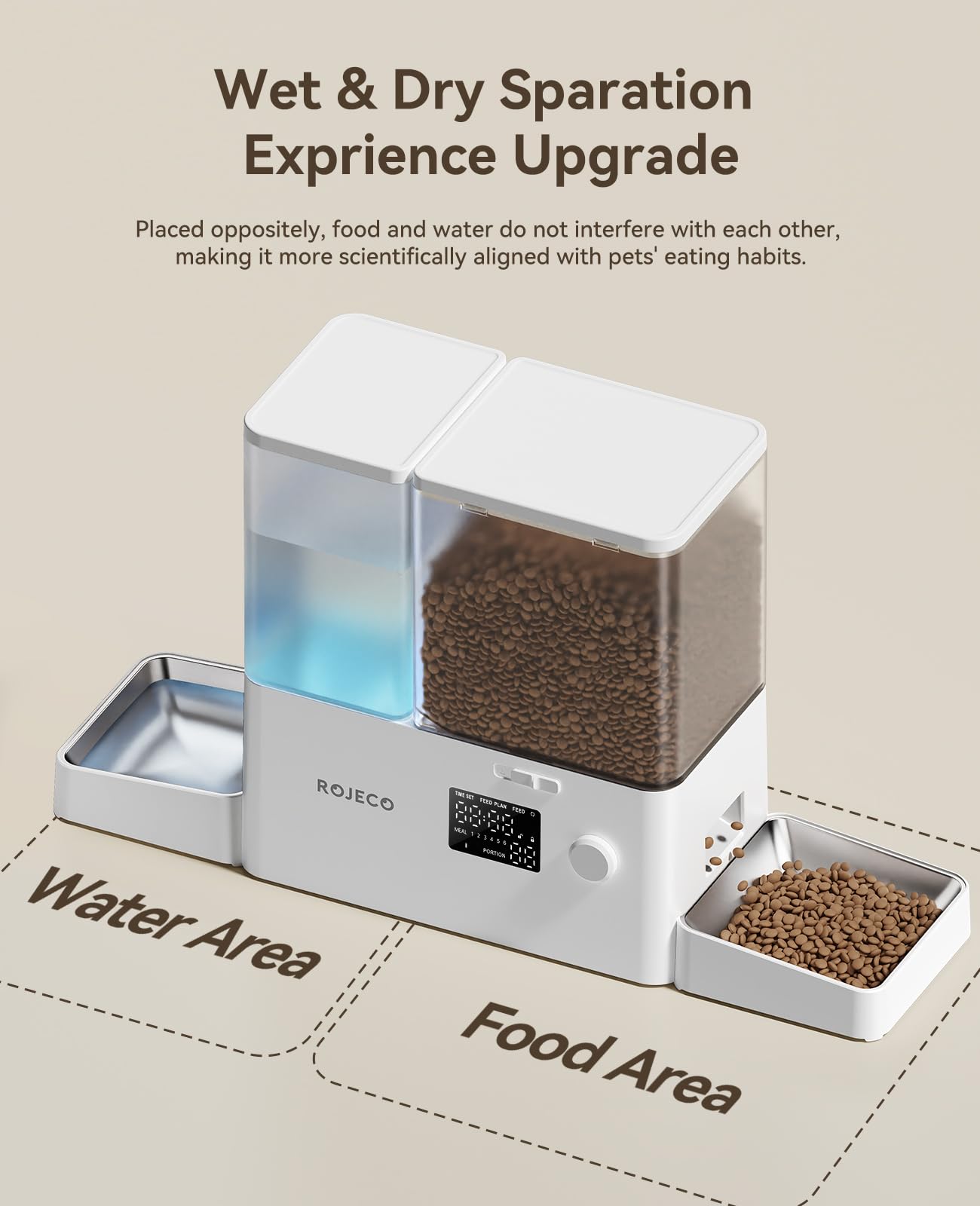 Rojeco 36Cups/8.5L Pet Automatic Cat Feeder and Gravity Water Dispenser