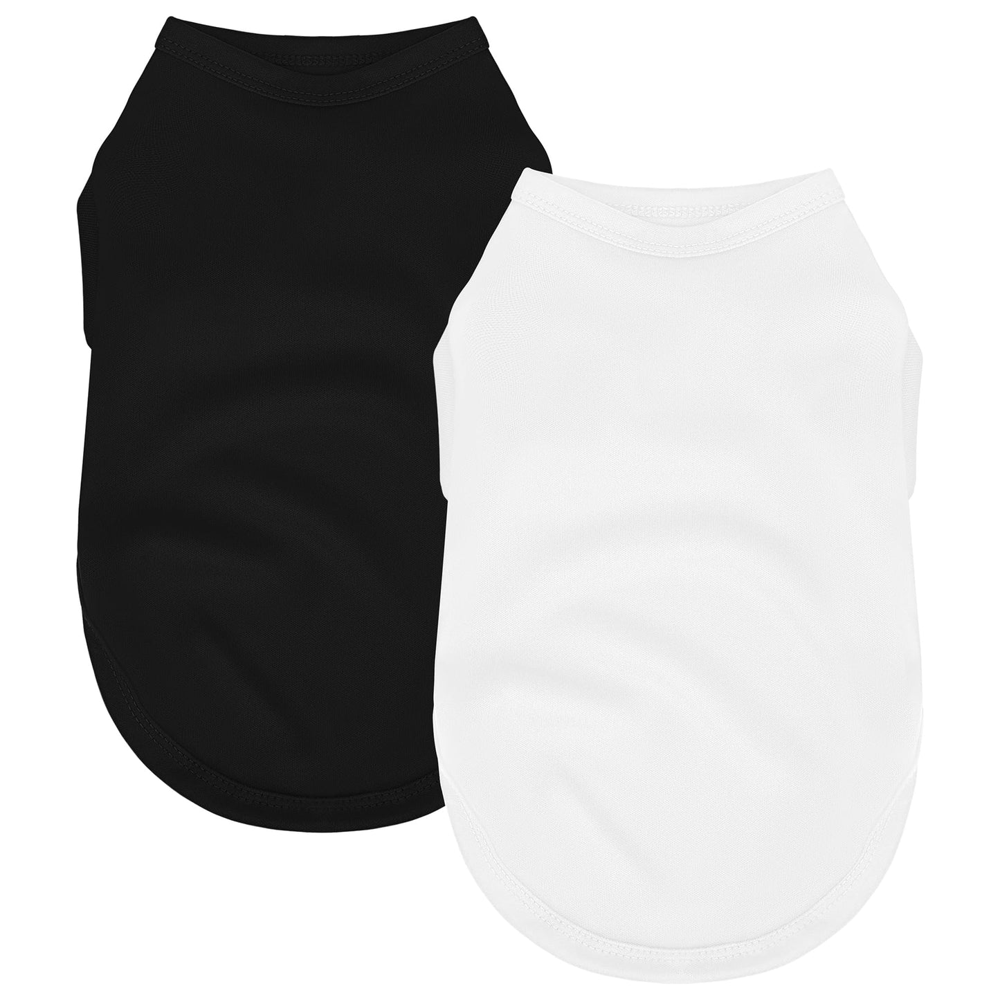 2 Pack Solid Color Dog Shirts - Lightweight, Quick Dry, Breathable Pet T-Shirts for Small to Large Dogs - Stretchy, Durable, Ideal for All Seasons and Holidays.Black White S