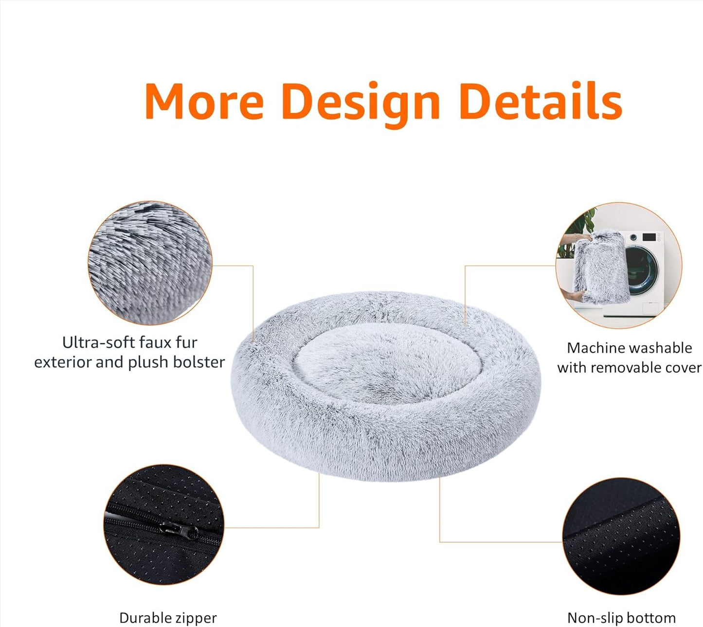 Amazon Basics Donut Pet Bolster Faux Fur Bed for Dog