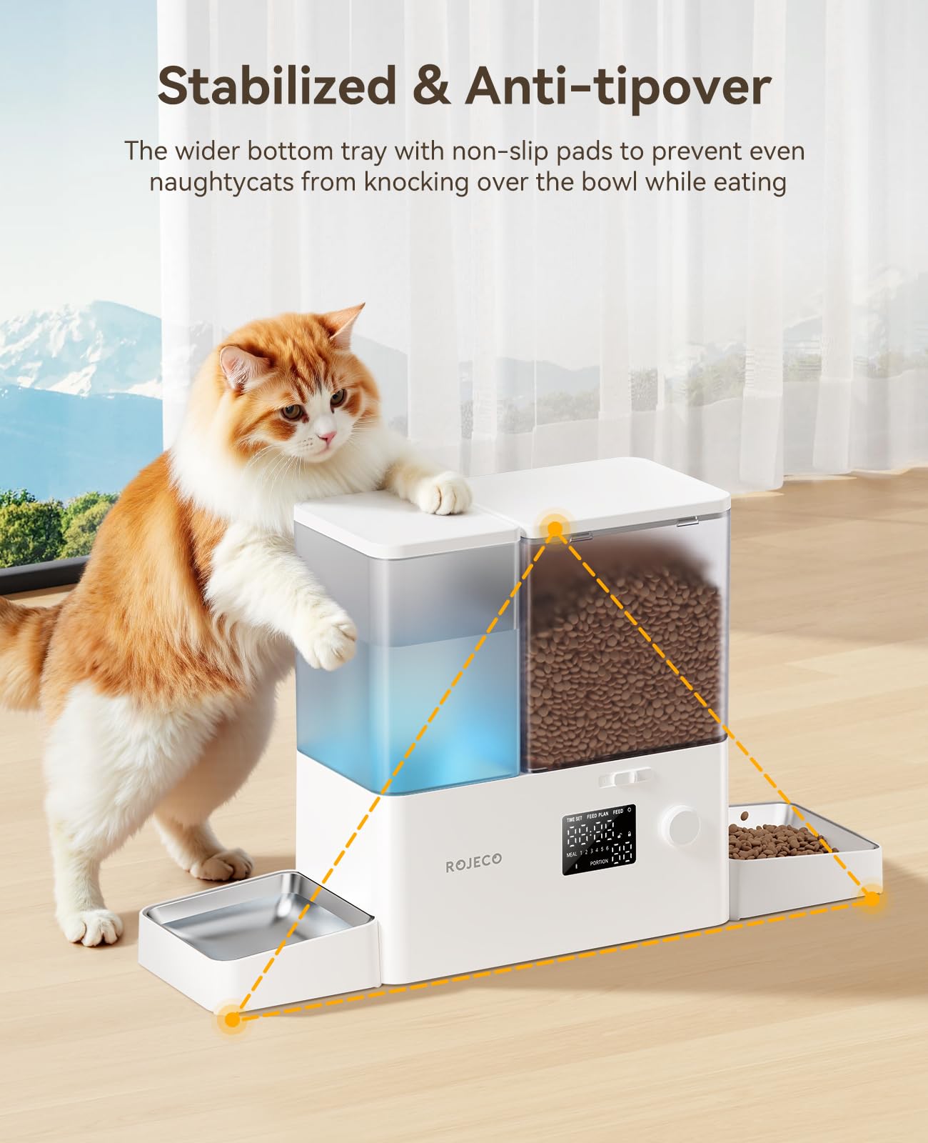 Rojeco 36Cups/8.5L Pet Automatic Cat Feeder and Gravity Water Dispenser