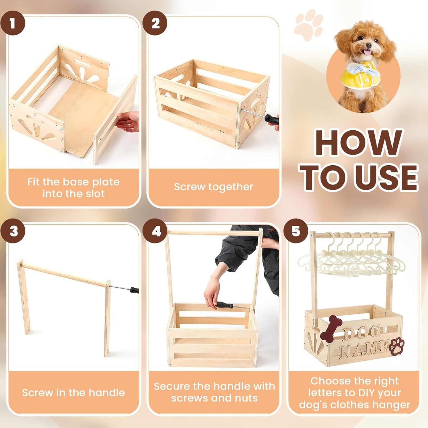 20" x 13" x 9" Wooden Pet Wardrobe Closet Crate Box