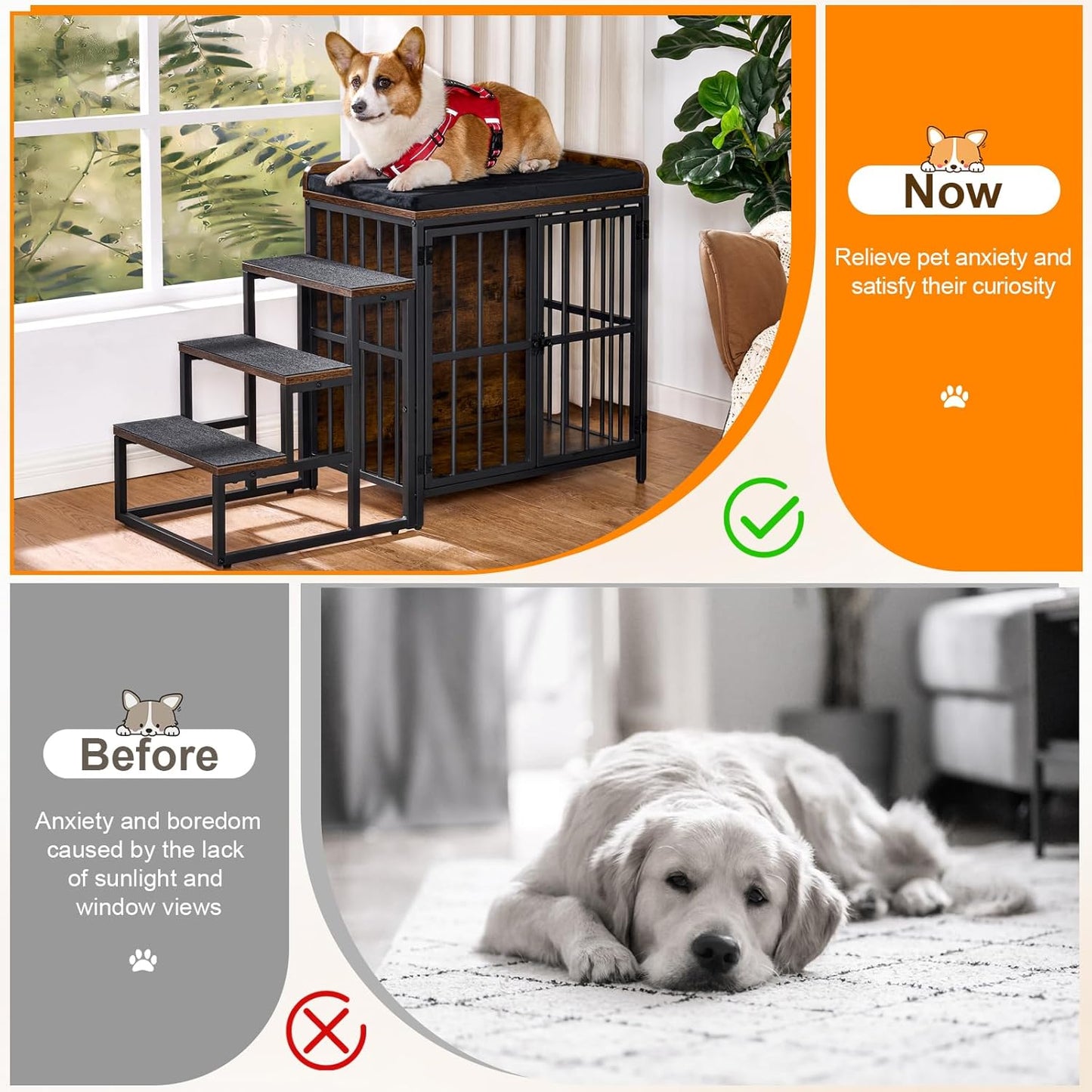 Snughome Dog Crate Furniture with Stairs