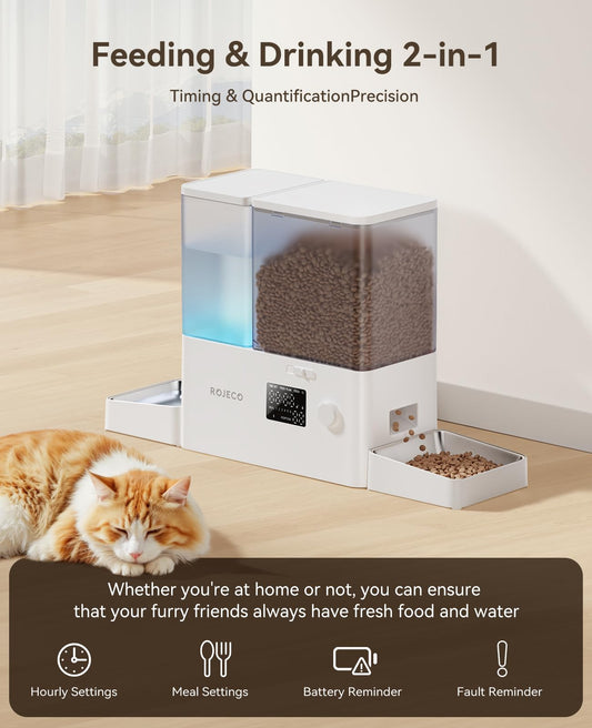 Rojeco 36Cups/8.5L Pet Automatic Cat Feeder and Gravity Water Dispenser