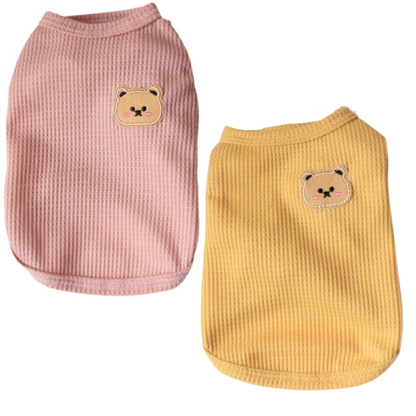 Cotton Dog Shirt Summer Lightweight Pet T-Shirts Soft Breathable Stretchy Cats Dogs Tee Shirt Sleeveless Vest Dog Apparel for Medium Small Dog Clothes 3PCS Yellow&Green&Pink