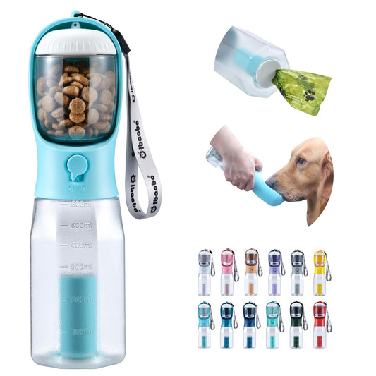 Dog Water Bottle with Food Container & Poop Bag Holder