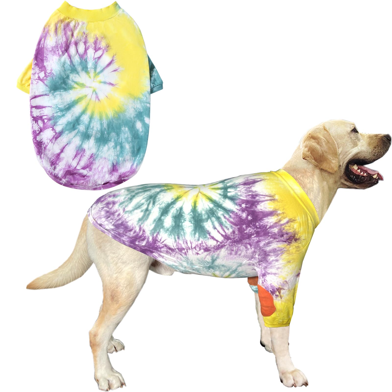 Dog Cotton Colorful Pink Orange T-Shirts Soft and Stretchy Dog Shirt Pajamas Pets Clothes for Large Dogs(XL PinkOrange)