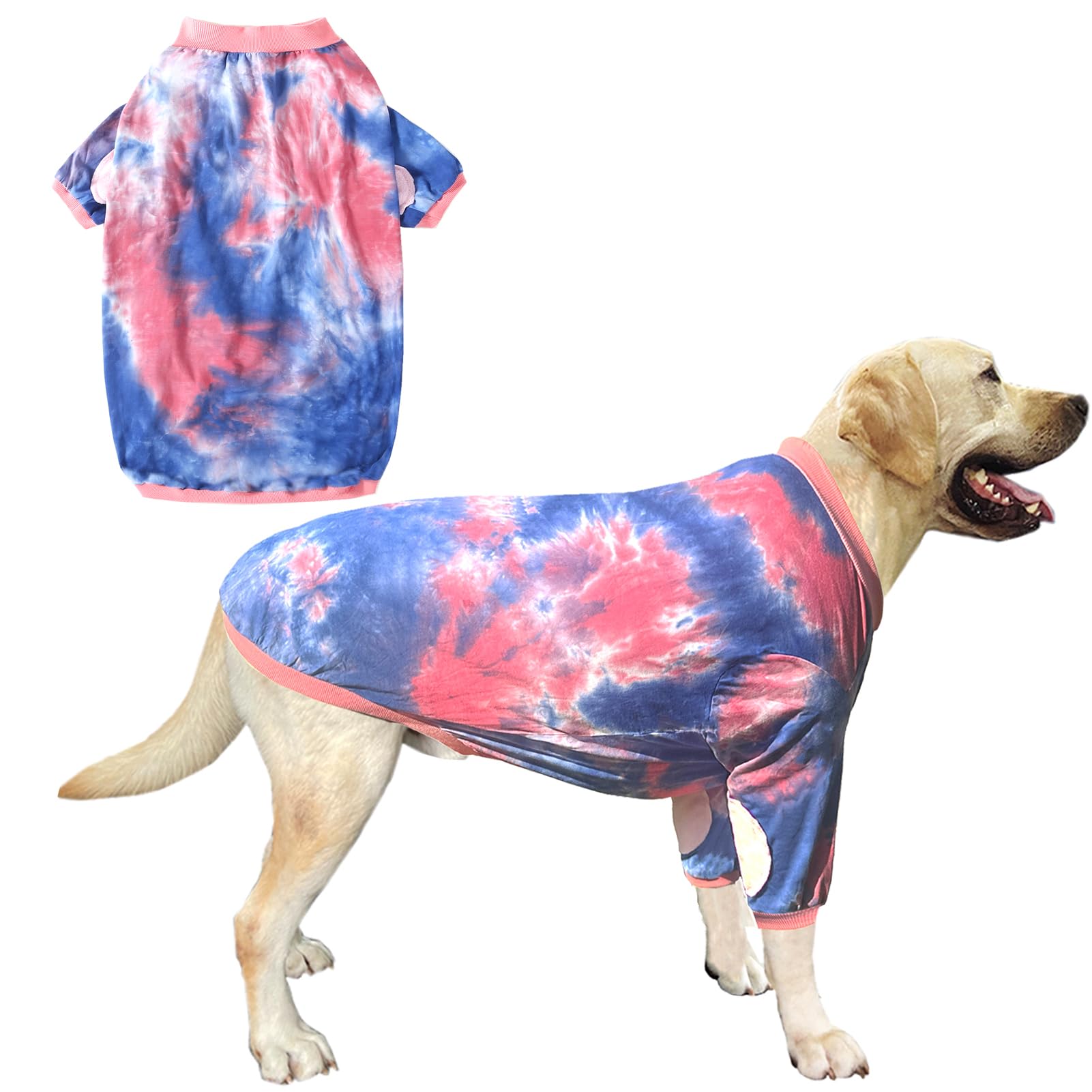Dog Cotton Colorful Pink Orange T-Shirts Soft and Stretchy Dog Shirt Pajamas Pets Clothes for Large Dogs(XL PinkOrange)