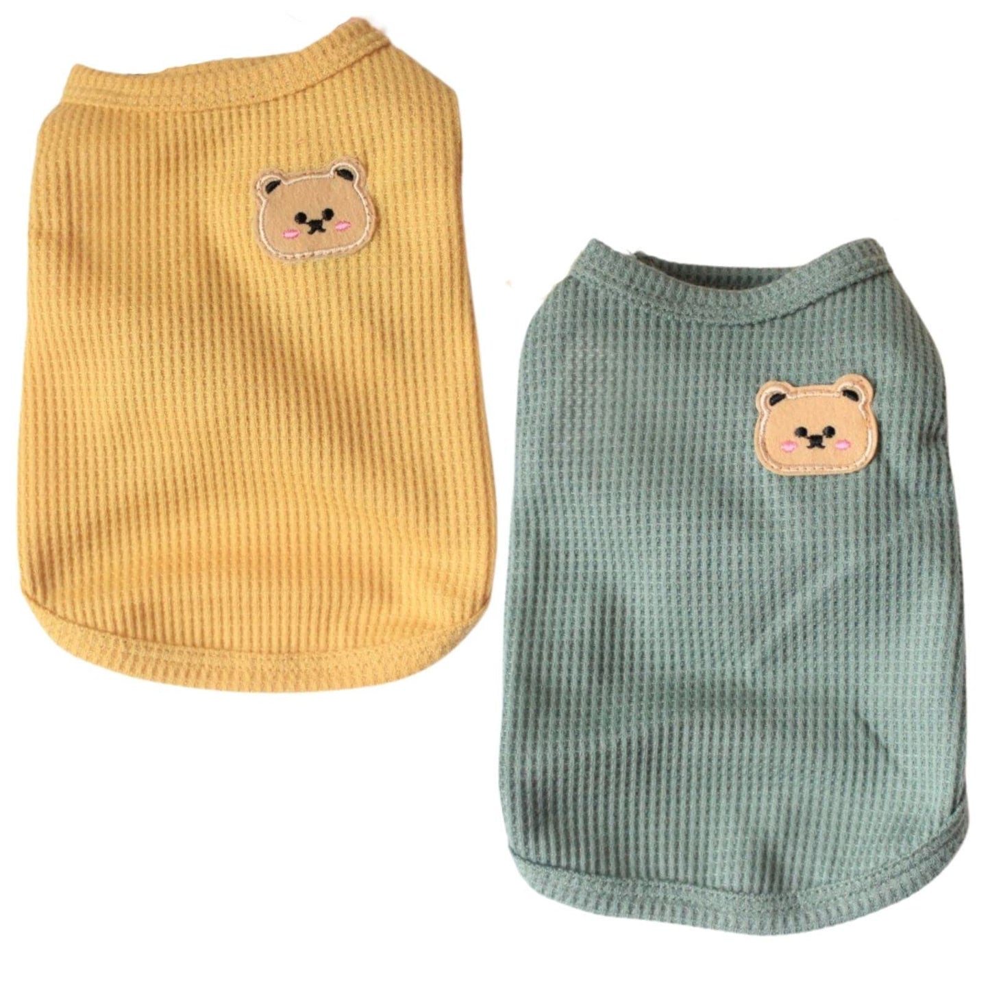 Cotton Dog Shirt Summer Lightweight Pet T-Shirts Soft Breathable Stretchy Cats Dogs Tee Shirt Sleeveless Vest Dog Apparel for Medium Small Dog Clothes 3PCS Yellow&Green&Pink