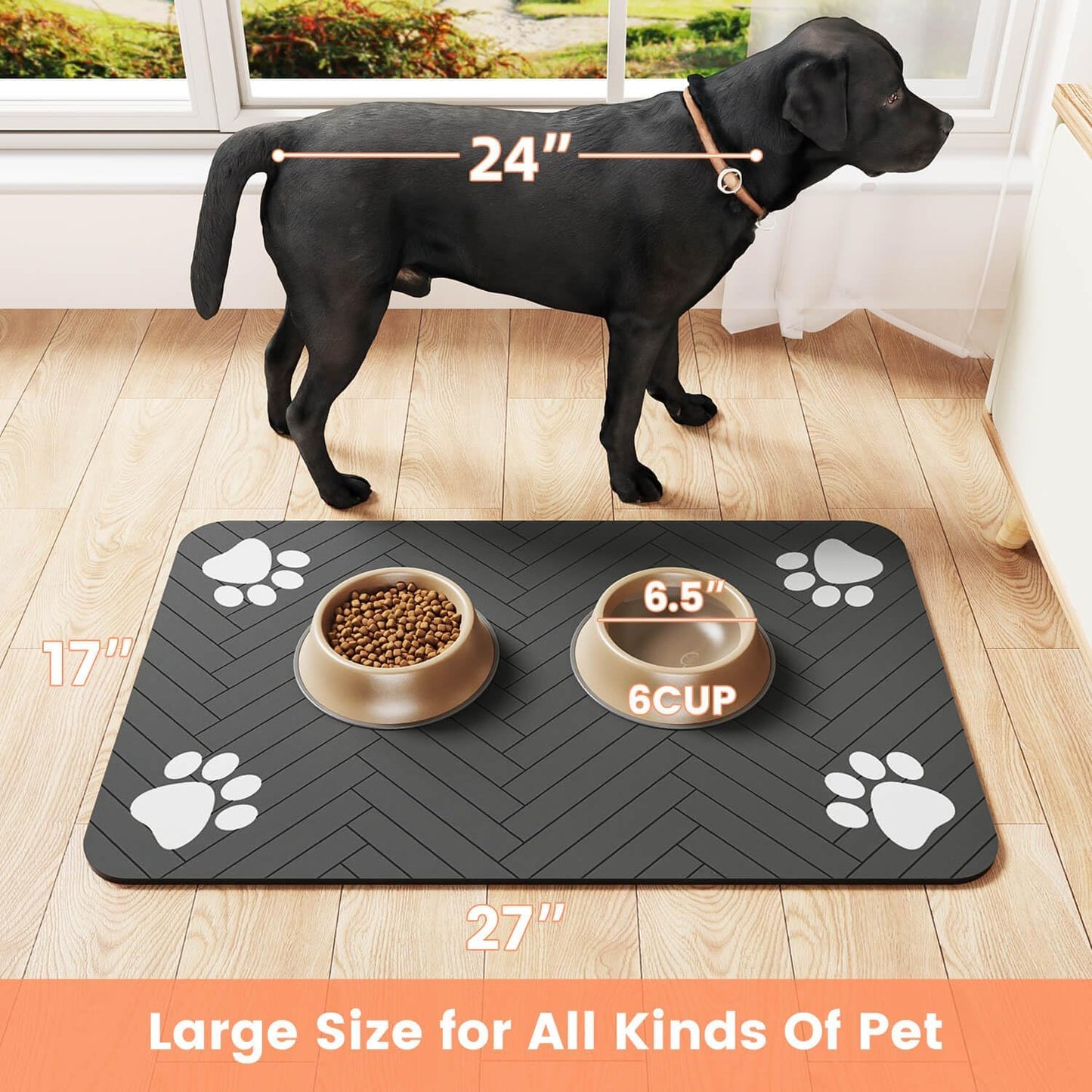 Pet Feeding Mat-Absorbent Pet Placemat for Food and Water Bowl