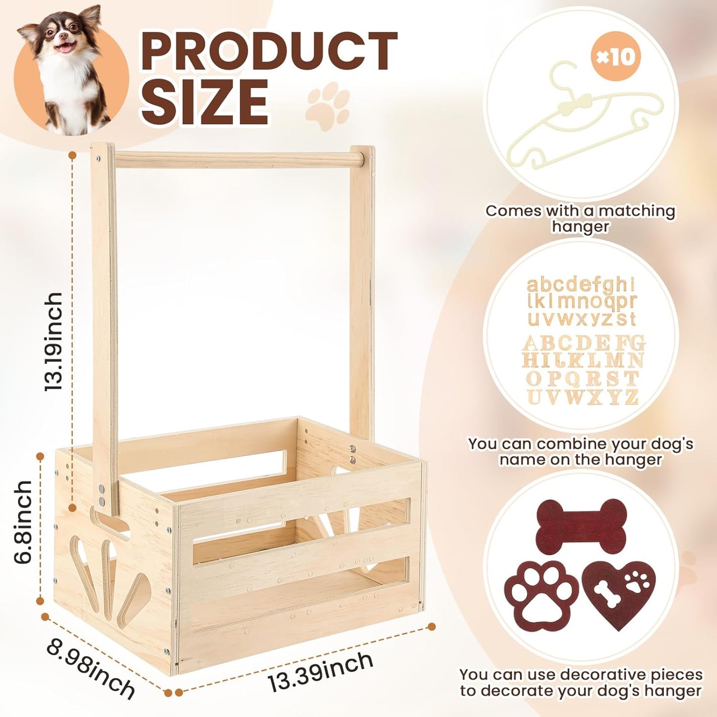 20" x 13" x 9" Wooden Pet Wardrobe Closet Crate Box