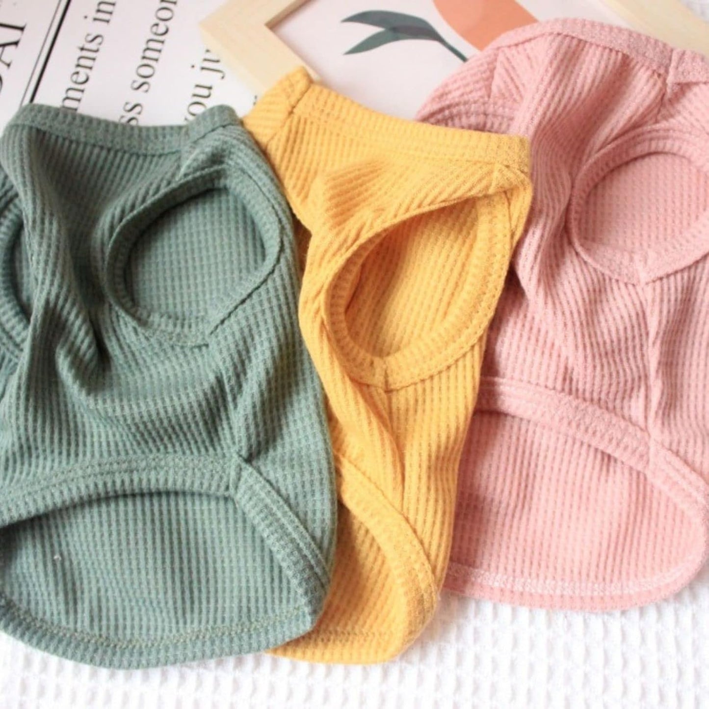 Cotton Dog Shirt Summer Lightweight Pet T-Shirts Soft Breathable Stretchy Cats Dogs Tee Shirt Sleeveless Vest Dog Apparel for Medium Small Dog Clothes 3PCS Yellow&Green&Pink