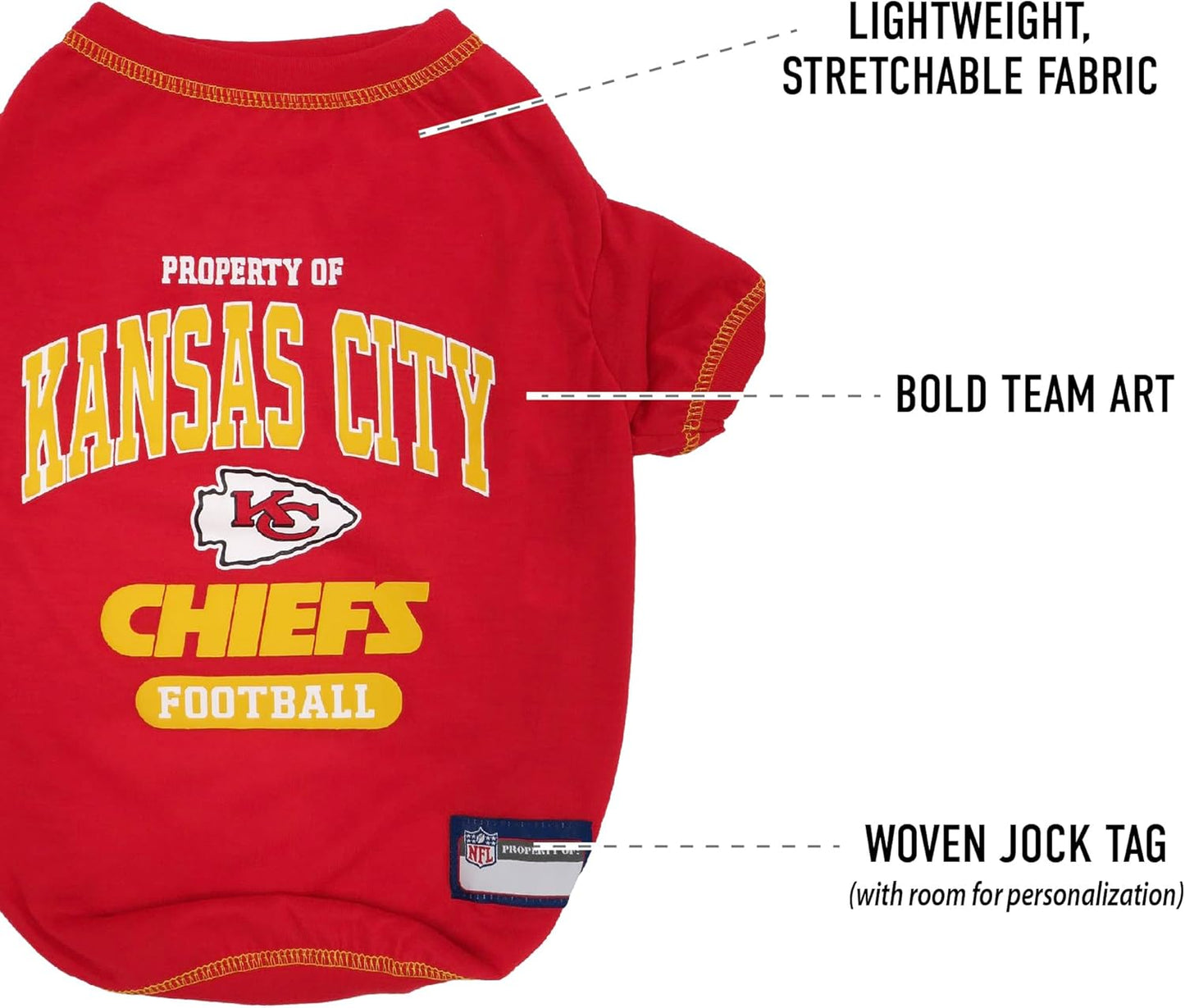 PET SHIRT for Dogs & Cats - NFL KANSAS CITY CHIEFS Dog T-Shirt, Medium. - Cutest Pet Tee Shirt for the real sporty pup