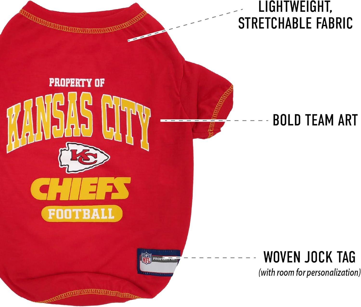 PET SHIRT for Dogs & Cats - NFL KANSAS CITY CHIEFS Dog T-Shirt, Medium. - Cutest Pet Tee Shirt for the real sporty pup