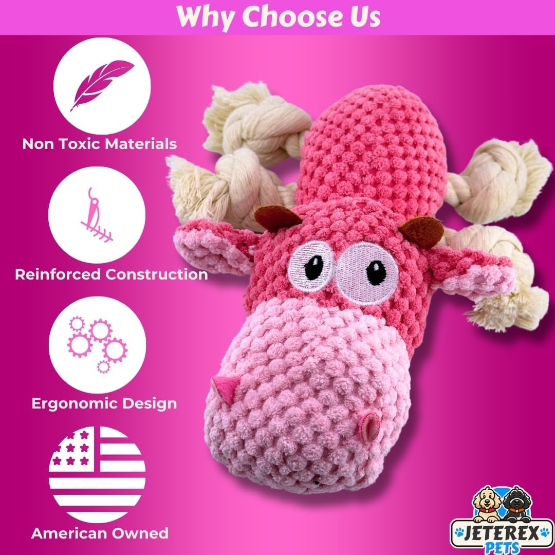 Large Dog Toy - Pink Cow Squeaky Dog Toys for Large Dogs