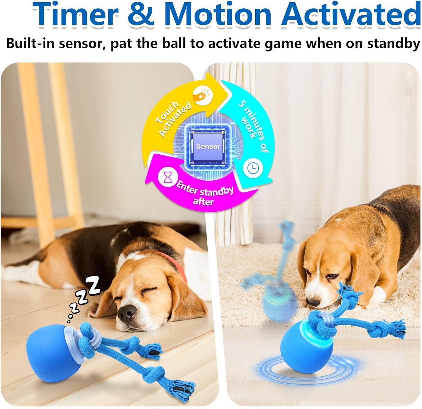 Interactive Dog Toys, Moving Dog Ball with Touch Activated