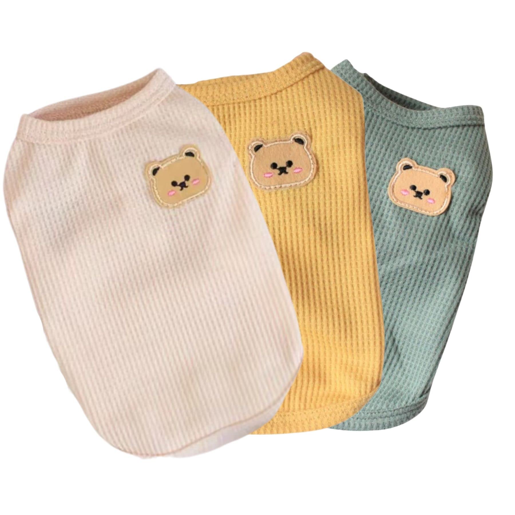 Cotton Dog Shirt Summer Lightweight Pet T-Shirts Soft Breathable Stretchy Cats Dogs Tee Shirt Sleeveless Vest Dog Apparel for Medium Small Dog Clothes 3PCS Yellow&Green&Pink