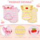 2 Pack Striped Dog T Shirt Cute Cherry Girl Dog Clothes for Small Dogs Cats Breathable Soft Cotton Pet Puppy Sleeveless Vest Spring Summer Doggy Outfits（Pink+Yellow,Small）