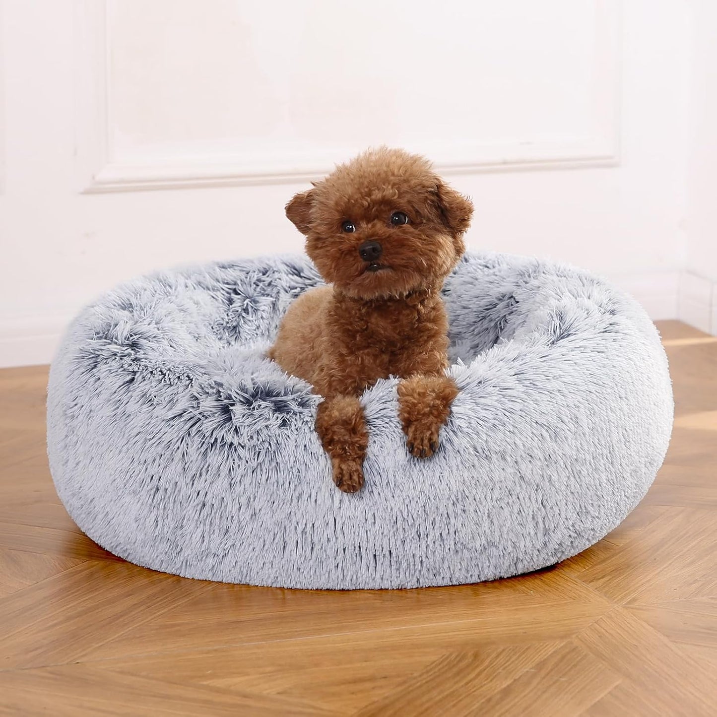 Amazon Basics Donut Pet Bolster Faux Fur Bed for Dog