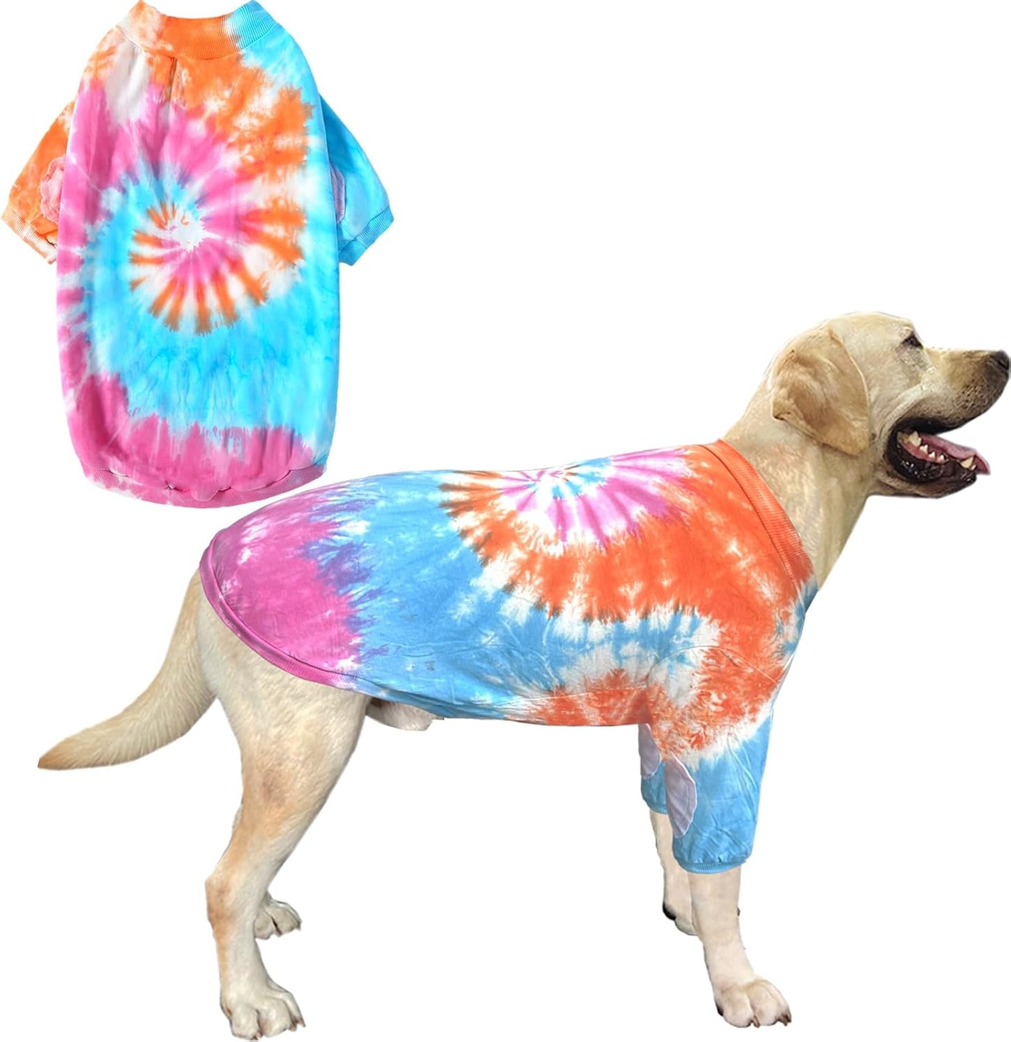 Dog Cotton Colorful Pink Orange T-Shirts Soft and Stretchy Dog Shirt Pajamas Pets Clothes for Large Dogs(XL PinkOrange)