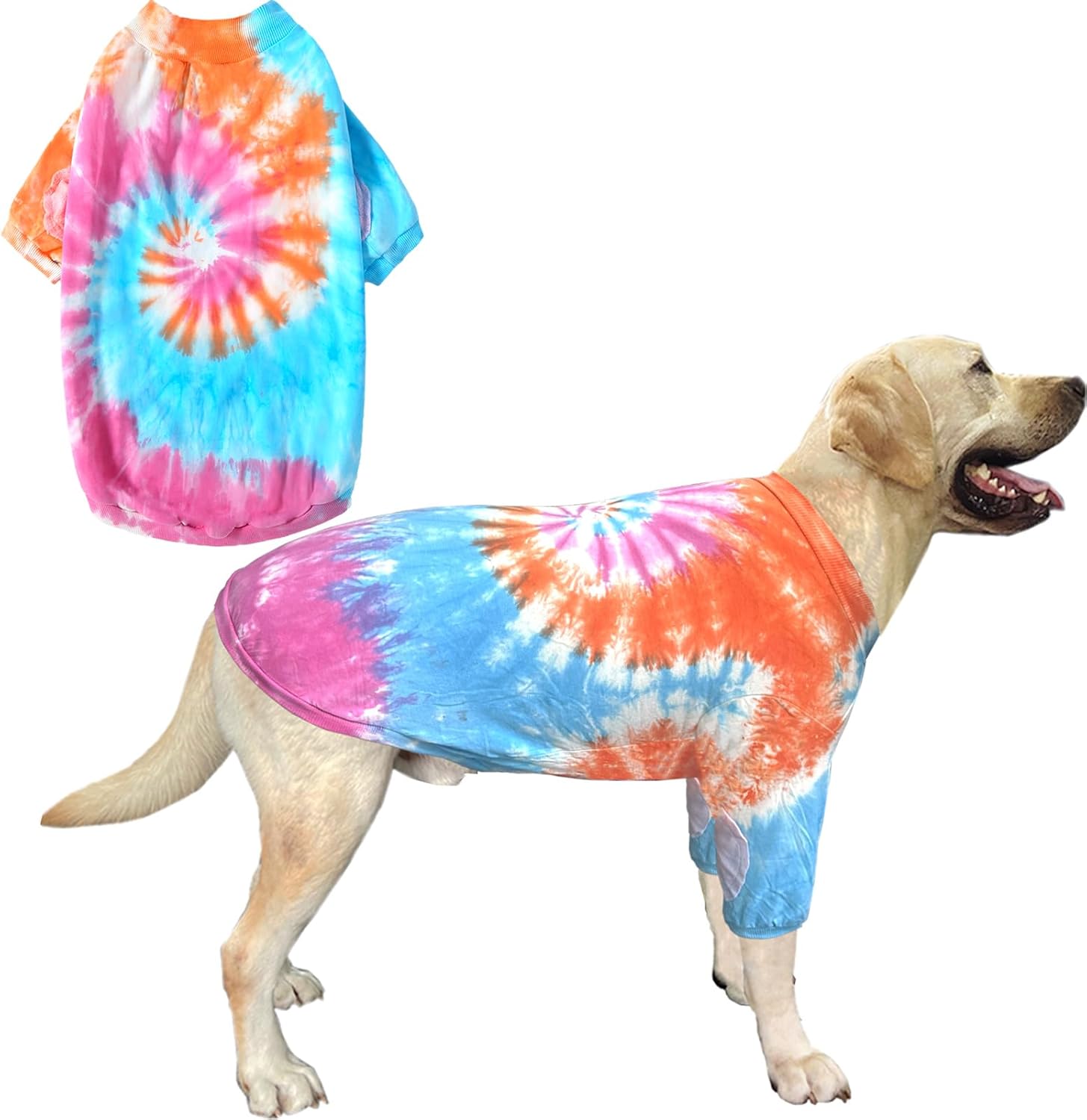 Dog Cotton Colorful Pink Orange T-Shirts Soft and Stretchy Dog Shirt Pajamas Pets Clothes for Large Dogs(XL PinkOrange)