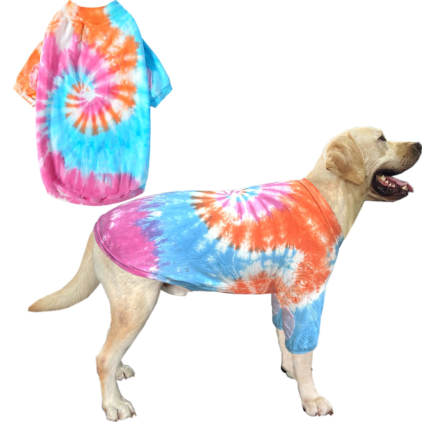 Dog Cotton Colorful Pink Orange T-Shirts Soft and Stretchy Dog Shirt Pajamas Pets Clothes for Large Dogs(XL PinkOrange)
