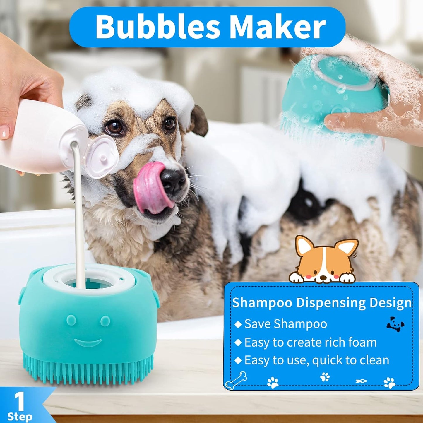 Comotech 3PCS Dog Bath Brush