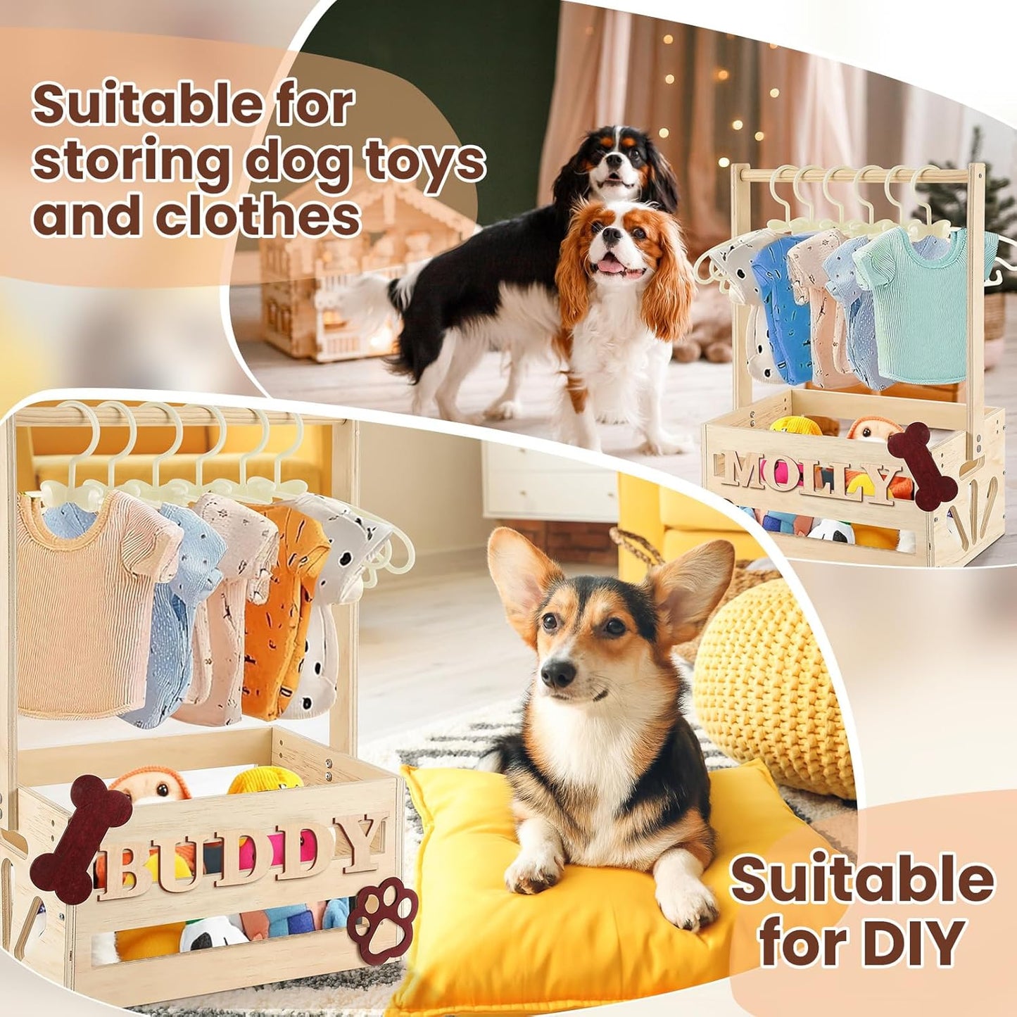 20" x 13" x 9" Wooden Pet Wardrobe Closet Crate Box