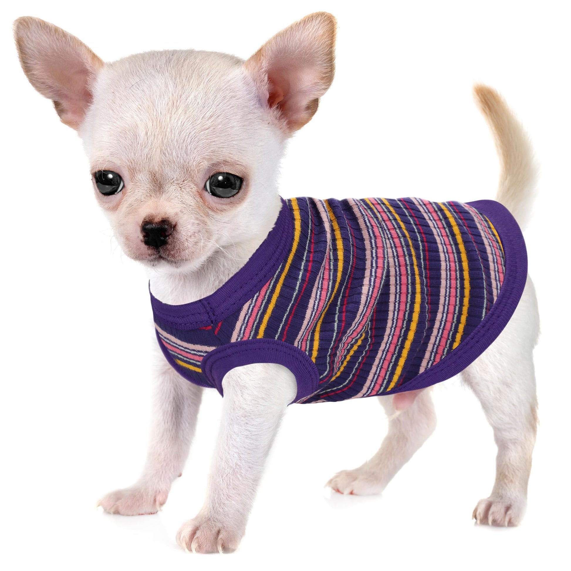 Elevate Your Pet's Comfort and Fashion: Premium 100% Cotton Rib Dog Shirt Vest for Small Breeds Like Chihuahuas, Yorkies, and Puppies .Year-Round Style with Tank-Style Puppy Attire Pink X-Small