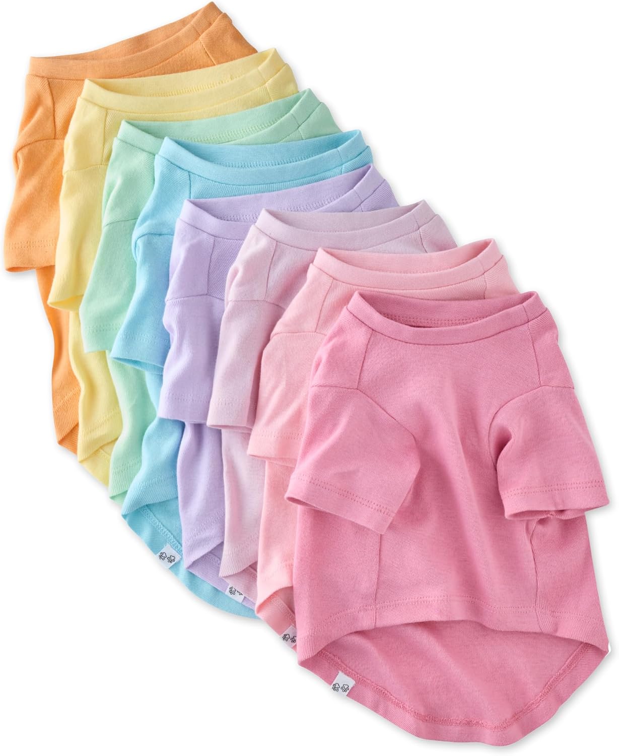 Multipack 100% Organic Cotton Dog Short Sleeve T-Shirt Pet Tees for All Breeds, Rainbow Pinks, XX-Small