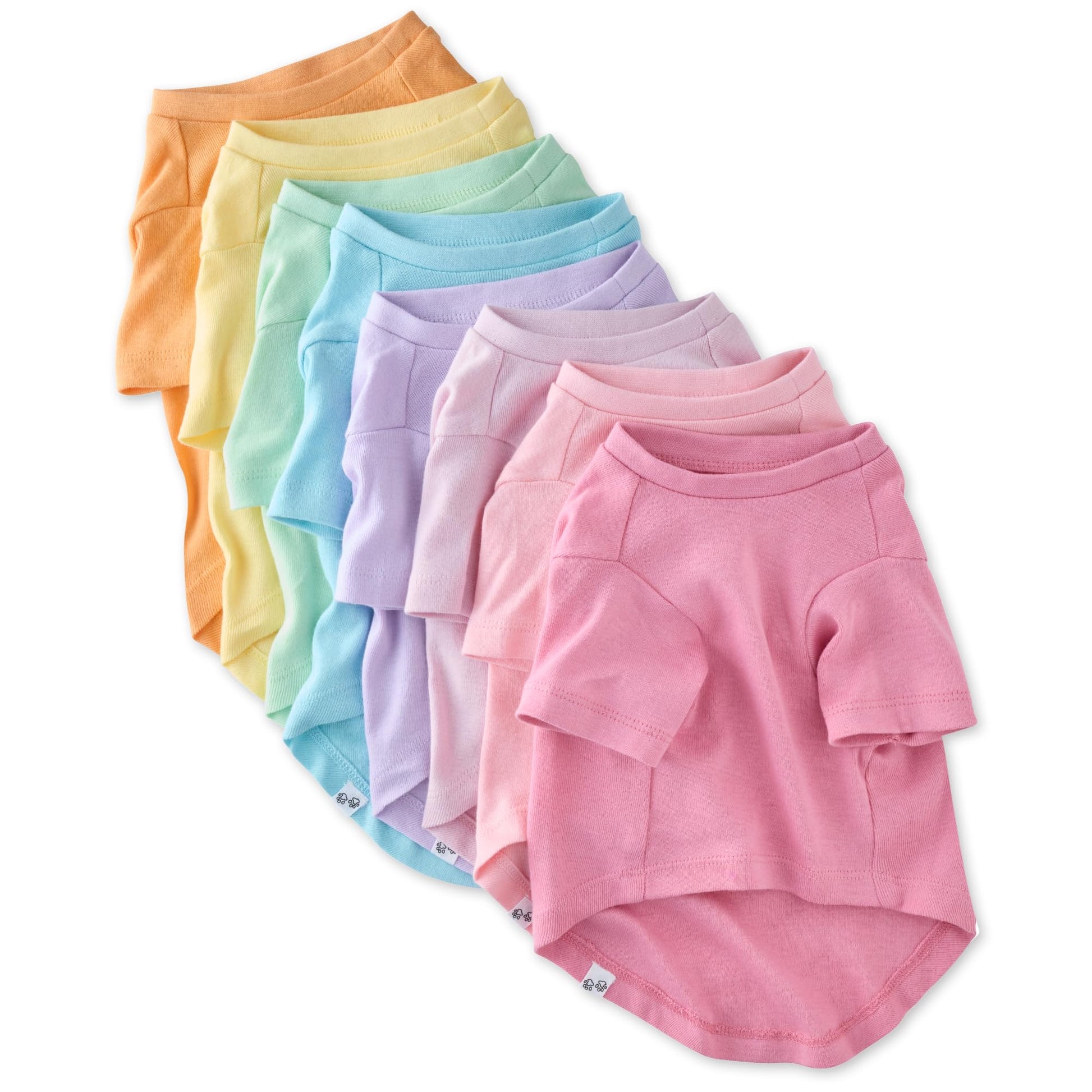 Multipack 100% Organic Cotton Dog Short Sleeve T-Shirt Pet Tees for All Breeds, Rainbow Pinks, XX-Small