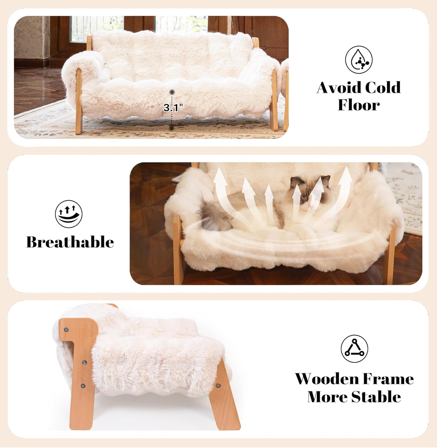 Elevated Cat Couch Bed for Indoor Cats