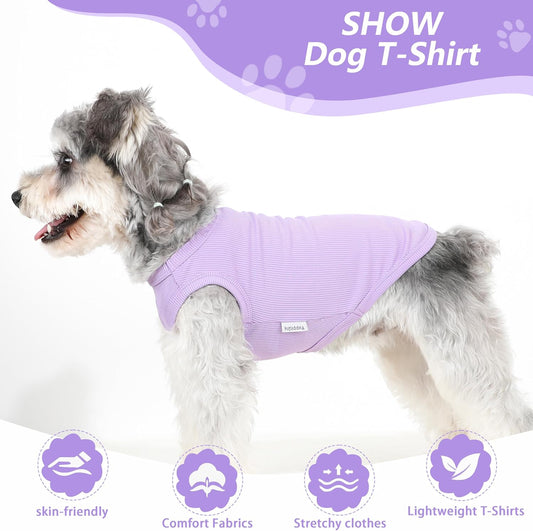 2 Pack Dog Clothes for Small Dogs Summer Dog Shirt Vest Girl Boy Lightweight Puppy T-Shirts Blank Soft and Cool Pet Clothing Sleeveless Medium Large Dog Outfit (Purple+L-Pink, Medium)