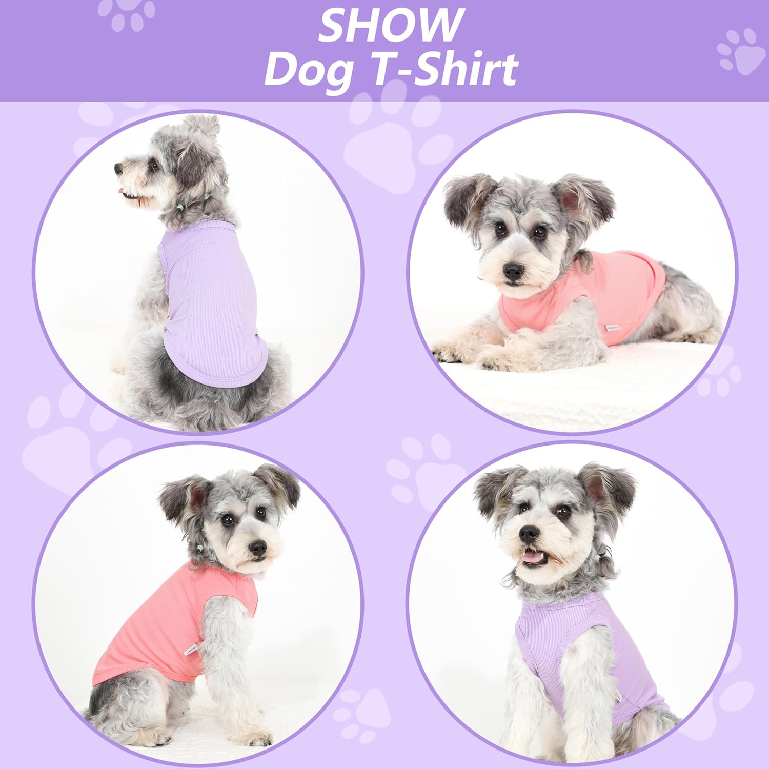 2 Pack Dog Clothes for Small Dogs Summer Dog Shirt Vest Girl Boy Lightweight Puppy T-Shirts Blank Soft and Cool Pet Clothing Sleeveless Medium Large Dog Outfit (Purple+L-Pink, Medium)