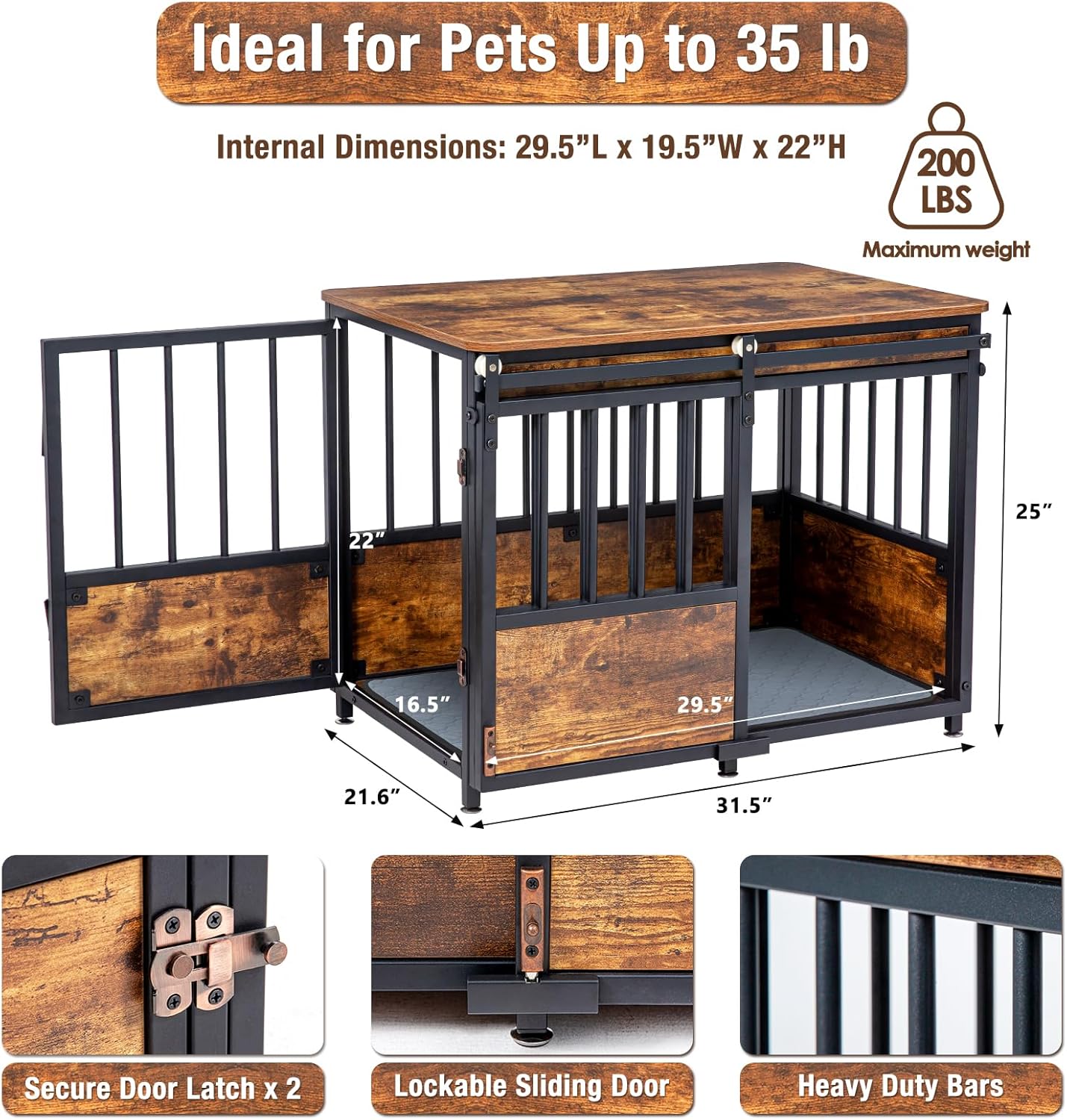 KOOPRO 32 Inch Dog Crate Furniture