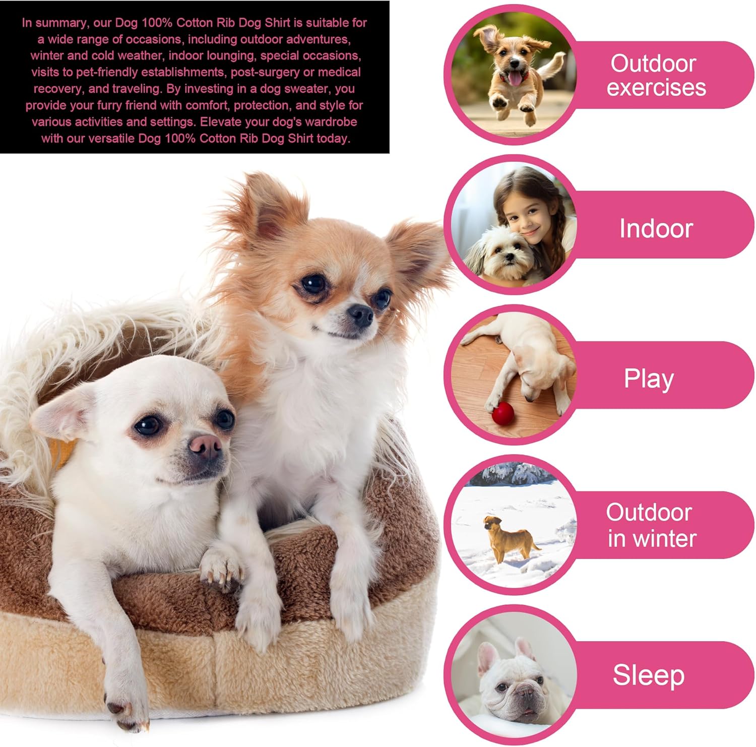 Elevate Your Pet's Comfort and Fashion: Premium 100% Cotton Rib Dog Shirt Vest for Small Breeds Like Chihuahuas, Yorkies, and Puppies .Year-Round Style with Tank-Style Puppy Attire Pink X-Small