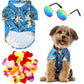 3 Pieces Pet Dog Hawaiian Costume, Includes Puppy Cool T-Shirts Summer Clothes, Funny Cute Dog Retro Fashion Sunglasses and a Colorful Wreath for Small to Medium pet(Green Series)