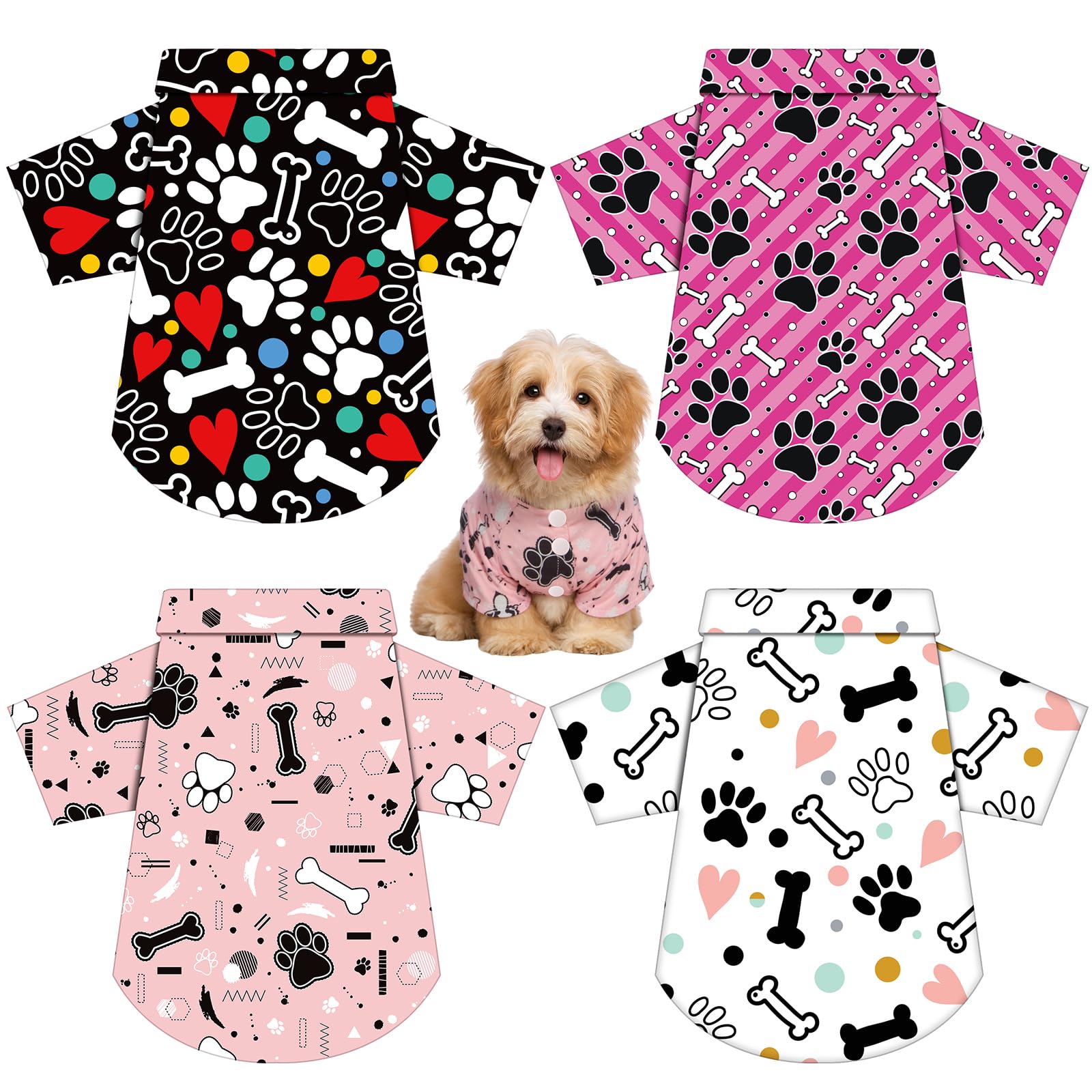 Weewooday 4 Pieces Pet Summer T-Shirts Hawaii Style Floral Pet Dog Shirt Breathable Cool Clothes Beach Seaside Puppy Sweatshirt for Small Puppy(Floral Style,Small)